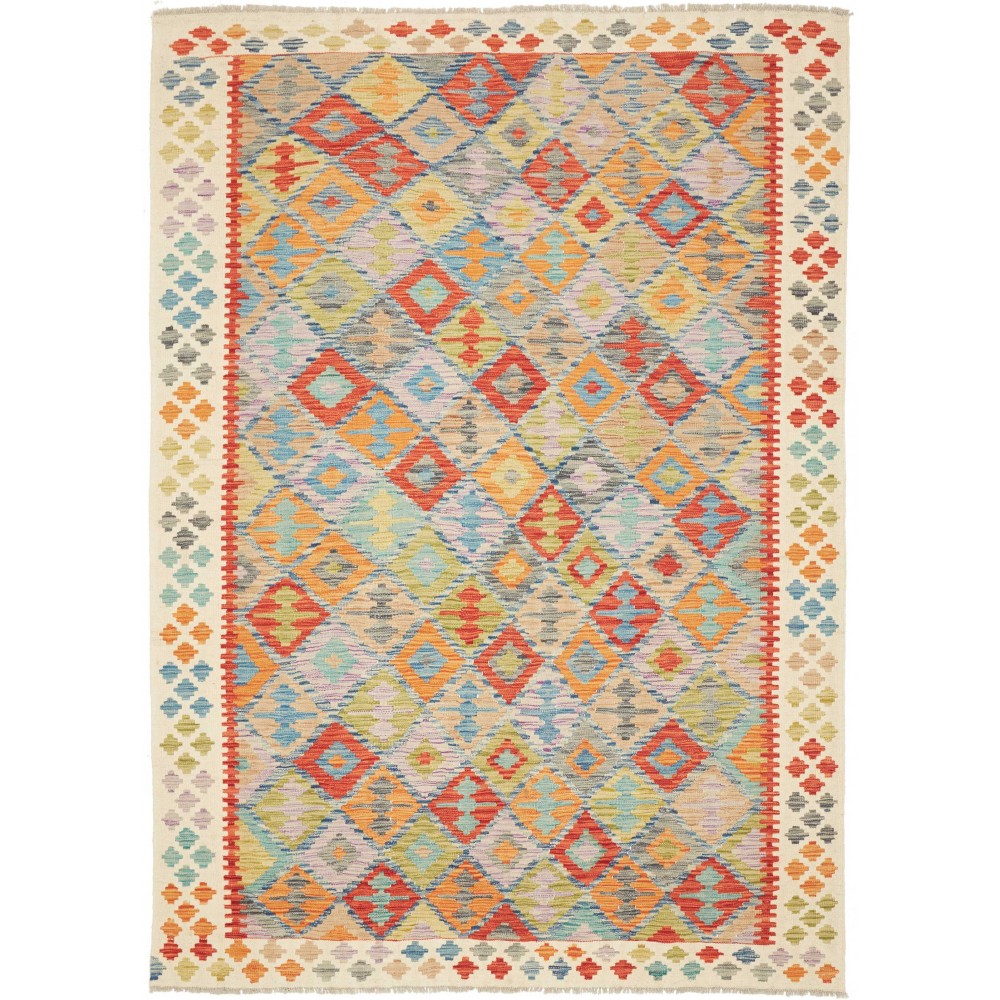 Tappeto Kilim Afghanistan marrone azzurro 172x238