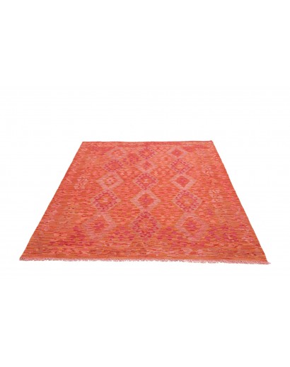 Tappeto Kilim Afghanistan rosso arancione 152x196