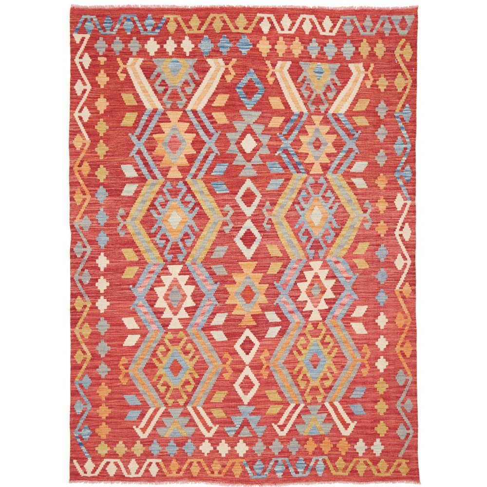 Tappeto Kilim Afghanistan rosso beige 149x205