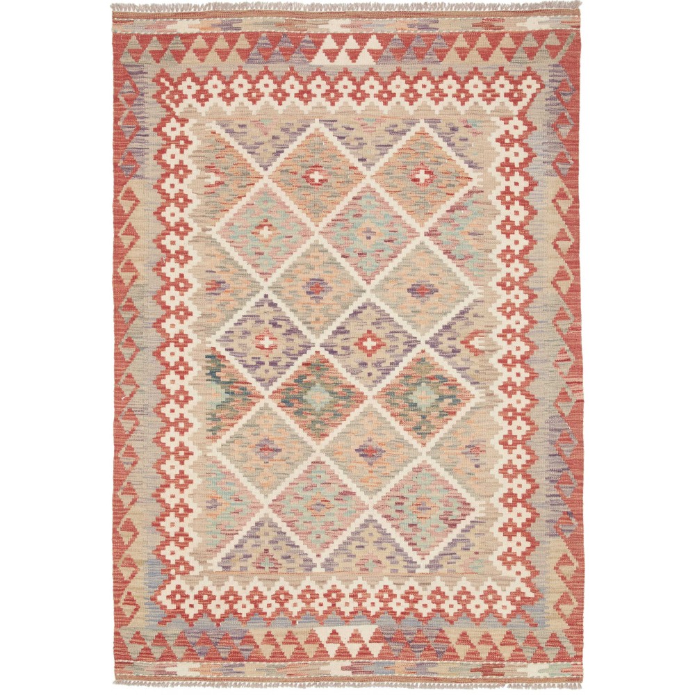 Tappeto Kilim Afghanistan marrone rosso 123x173