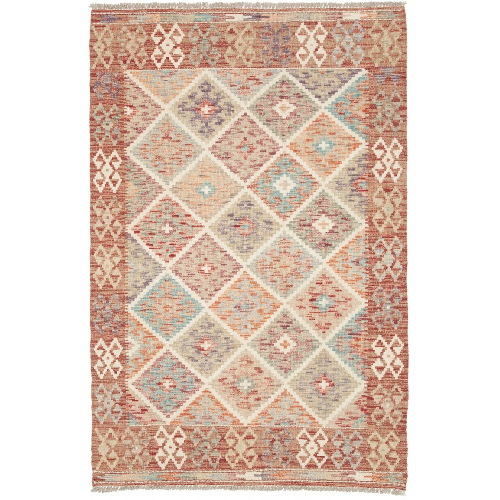 Tappeto Kilim Afghanistan marrone rosso 121x180
