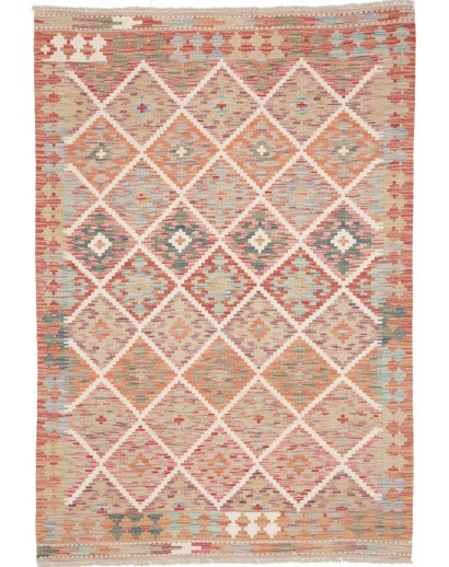 Tappeto Kilim Afghanistan marrone rosso 125x181