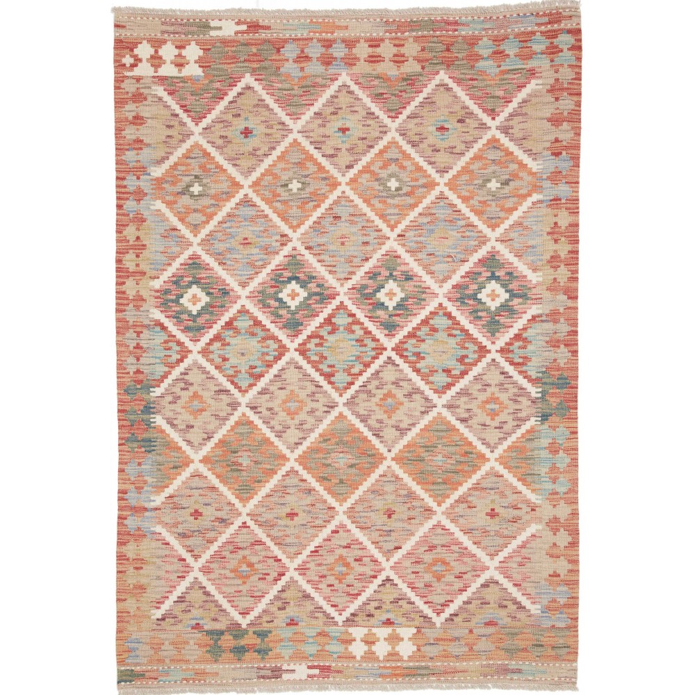 Tappeto Kilim Afghanistan marrone rosso 125x181