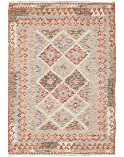 Tappeto Kilim Afghanistan marrone rosso 122x177