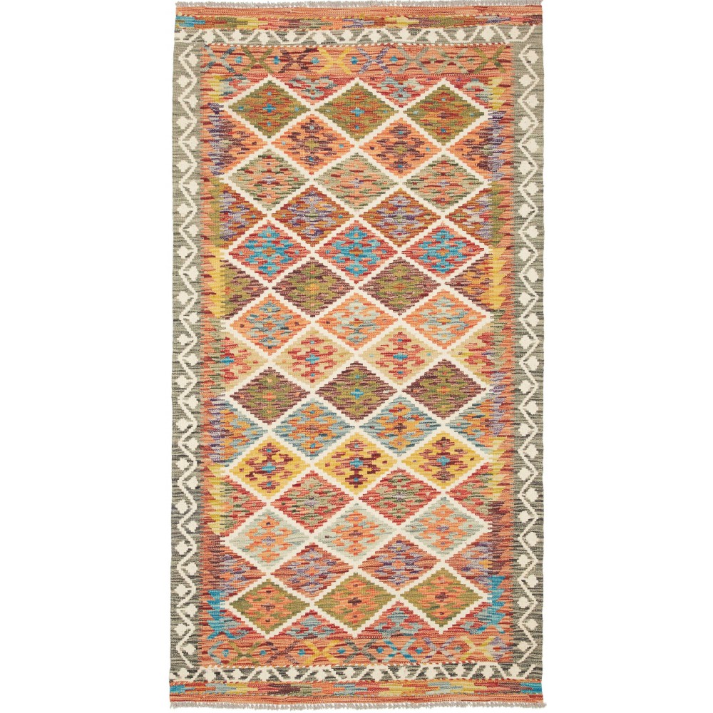 Tappeto Kilim Afghanistan marrone grigio 107x199