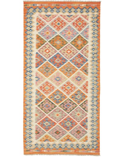 Tappeto Kilim Afghanistan marrone azzurro 106x209