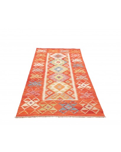 Tappeto Kilim Afghanistan arancione marrone 102x209