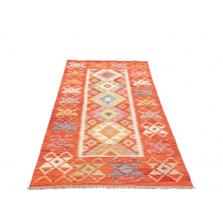 Tappeto Kilim Afghanistan arancione marrone 102x209