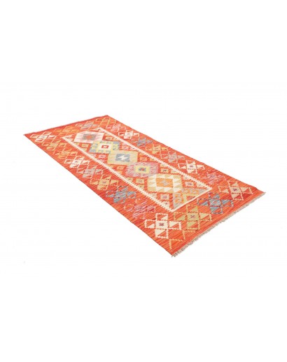 Tappeto Kilim Afghanistan arancione marrone 102x209