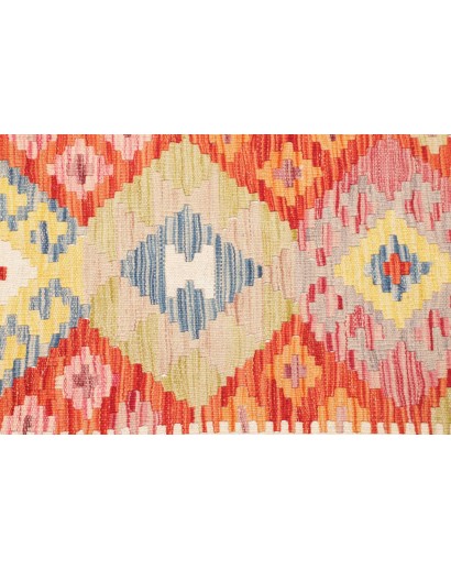 Tappeto Kilim Afghanistan arancione marrone 102x209