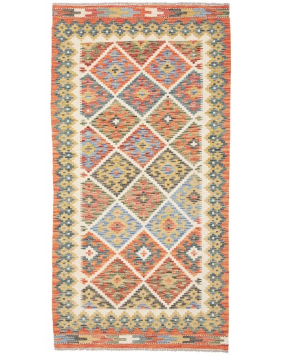Tappeto Kilim Afghanistan marrone azzurro 102x199