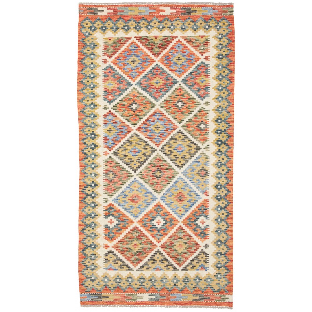 Tappeto Kilim Afghanistan marrone azzurro 102x199
