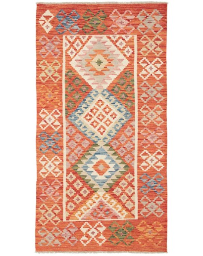 Tappeto Kilim Afghanistan arancione marrone 103x195