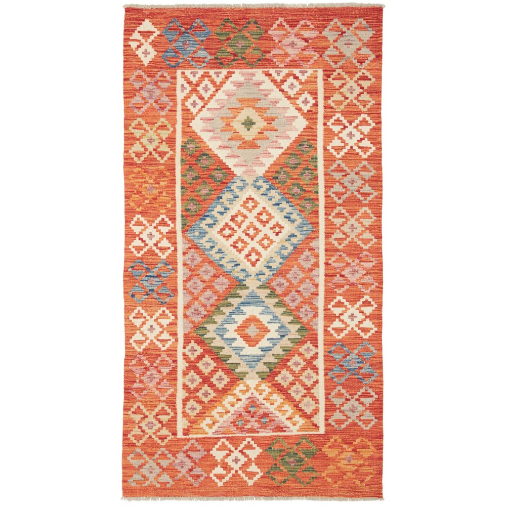 Tappeto Kilim Afghanistan arancione marrone 103x195