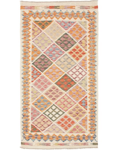 Tappeto Kilim Afghanistan beige arancione 102x194