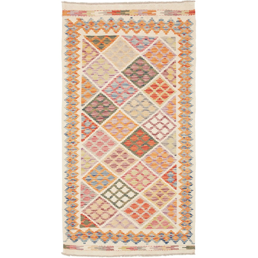 Tappeto Kilim Afghanistan beige arancione 102x194