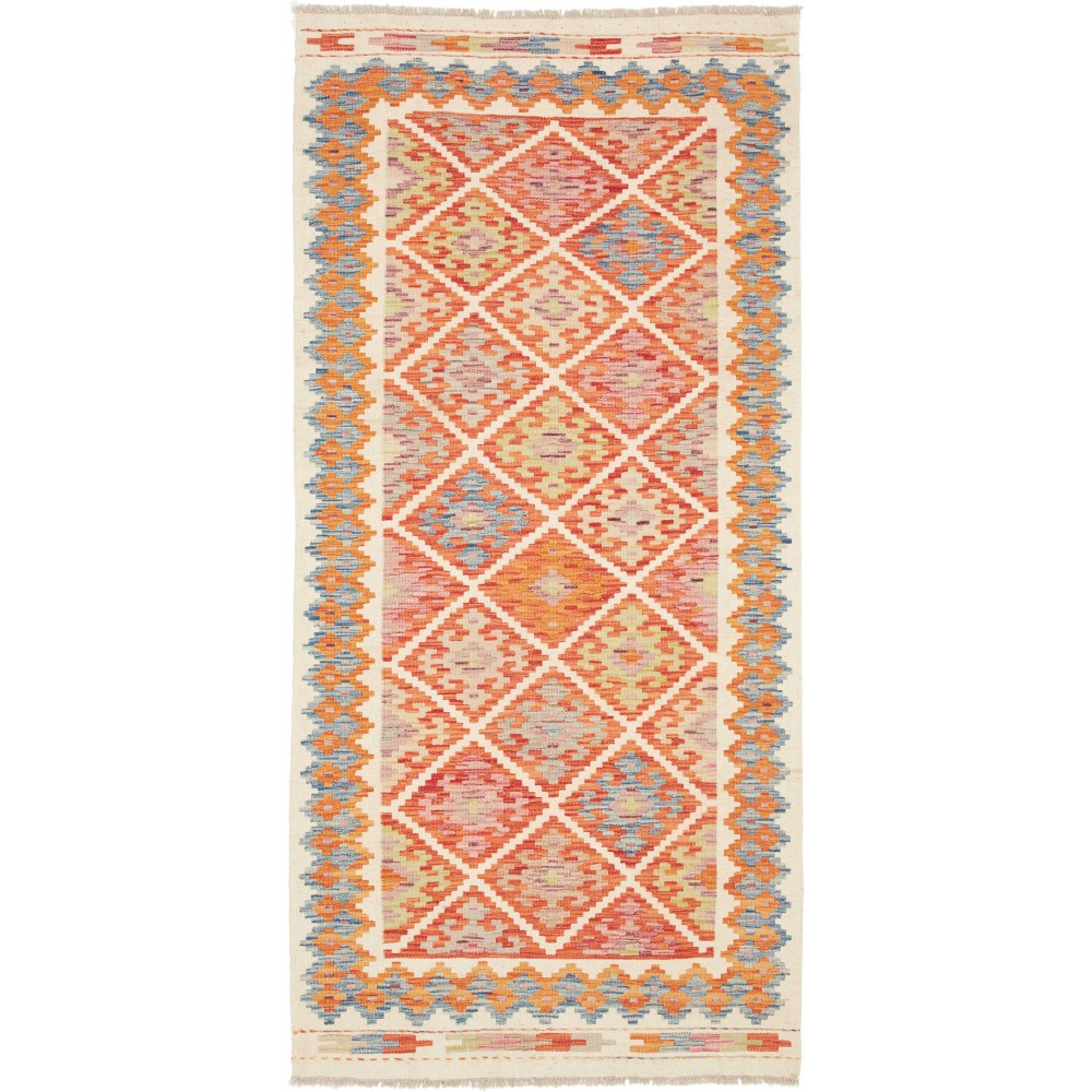 Tappeto Kilim Afghanistan marrone bianco 99x206