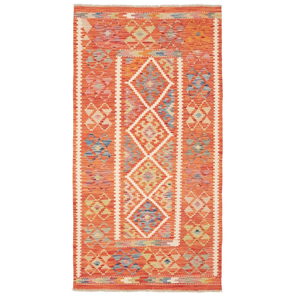Tappeto Kilim Afghanistan arancione beige 105x199