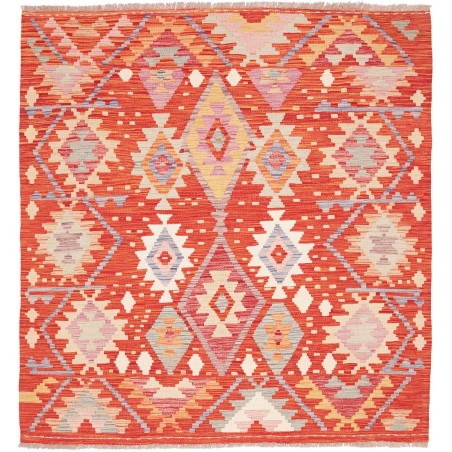 Tappeto Kilim Afghanistan marrone rosso 146x159