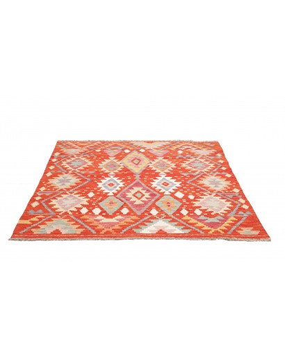 Tappeto Kilim Afghanistan marrone rosso 146x159