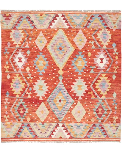 Tappeto Kilim Afghanistan marrone rosso 148x162