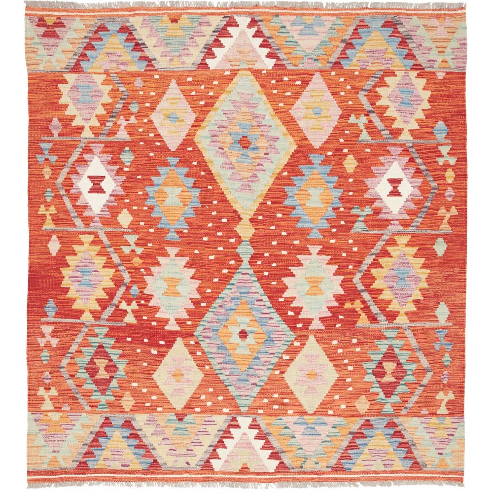 Tappeto Kilim Afghanistan marrone rosso 148x162