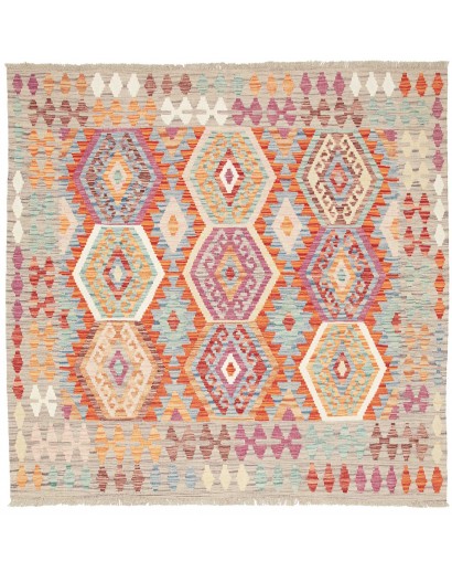 Tappeto Kilim Afghanistan beige arancione 147x147