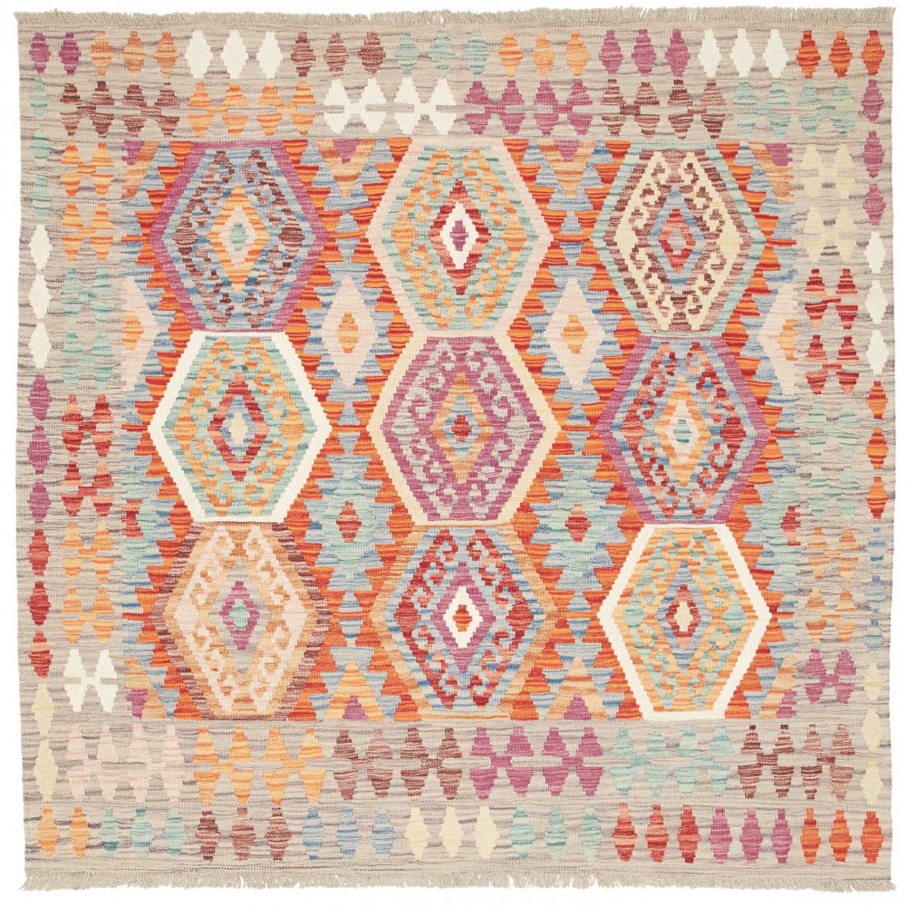 Tappeto Kilim Afghanistan beige arancione 147x147