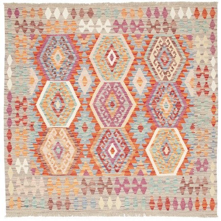 Tappeto Kilim Afghanistan beige arancione 147x147