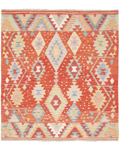 Tappeto Kilim Afghanistan marrone rosso 146x161