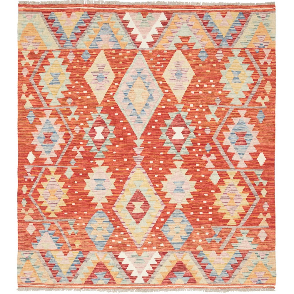 Tappeto Kilim Afghanistan marrone rosso 146x161