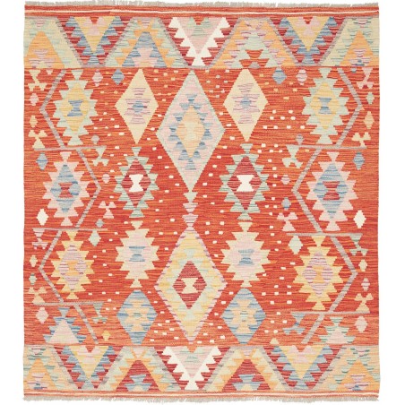 Tappeto Kilim Afghanistan marrone rosso 146x161