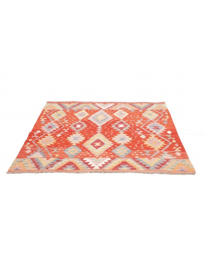 Tappeto Kilim Afghanistan marrone rosso 146x161