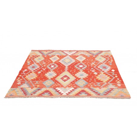 Tappeto Kilim Afghanistan marrone rosso 146x161