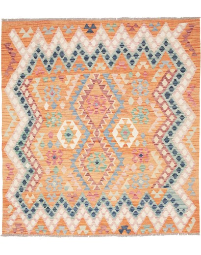 Tappeto Kilim Afghanistan marrone bianco 151x164