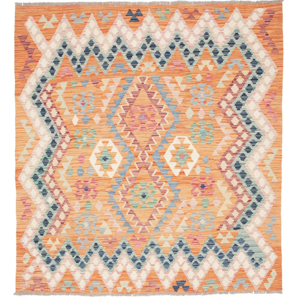 Tappeto Kilim Afghanistan marrone bianco 151x164