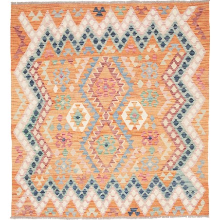 Tappeto Kilim Afghanistan marrone bianco 151x164