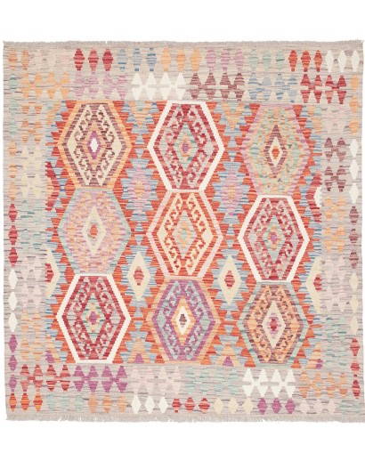 Tappeto Kilim Afghanistan beige bianco 147x153