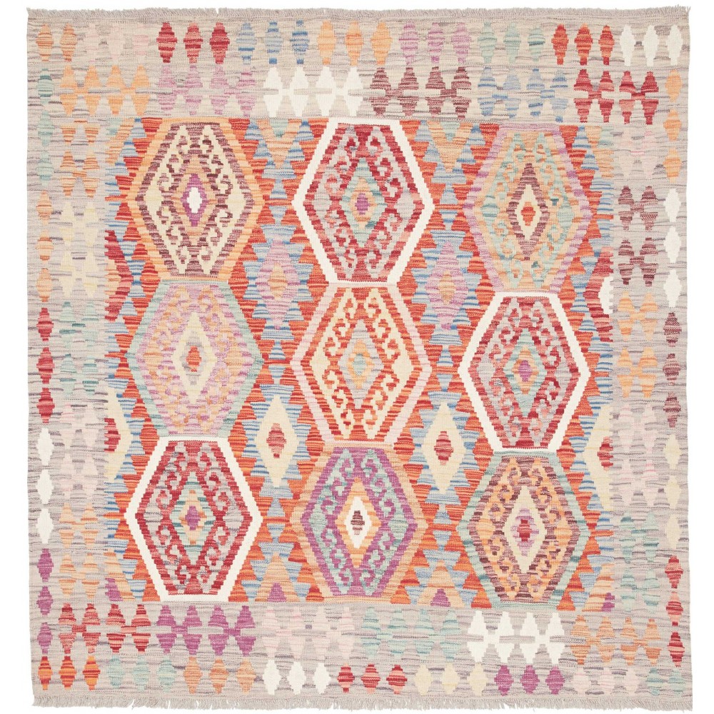 Tappeto Kilim Afghanistan beige bianco 147x153