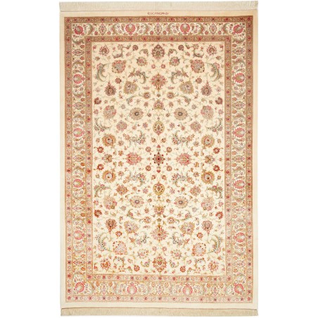 Tappeto Ghom seta Persia giallo marrone 201x307