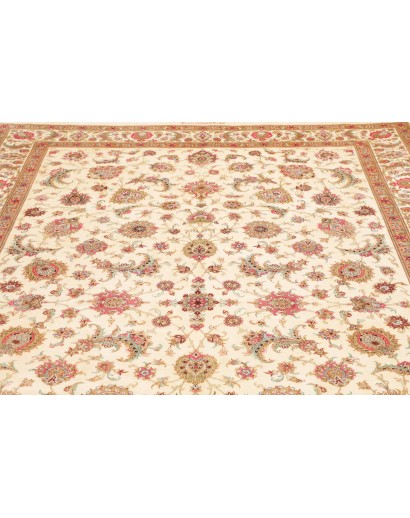 Tappeto Ghom seta Persia giallo marrone 201x307