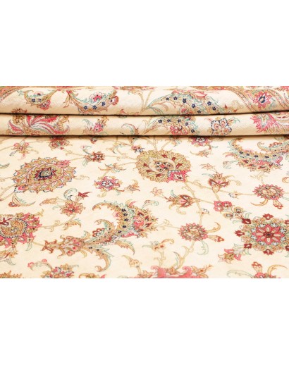 Tappeto Ghom seta Persia giallo marrone 201x307