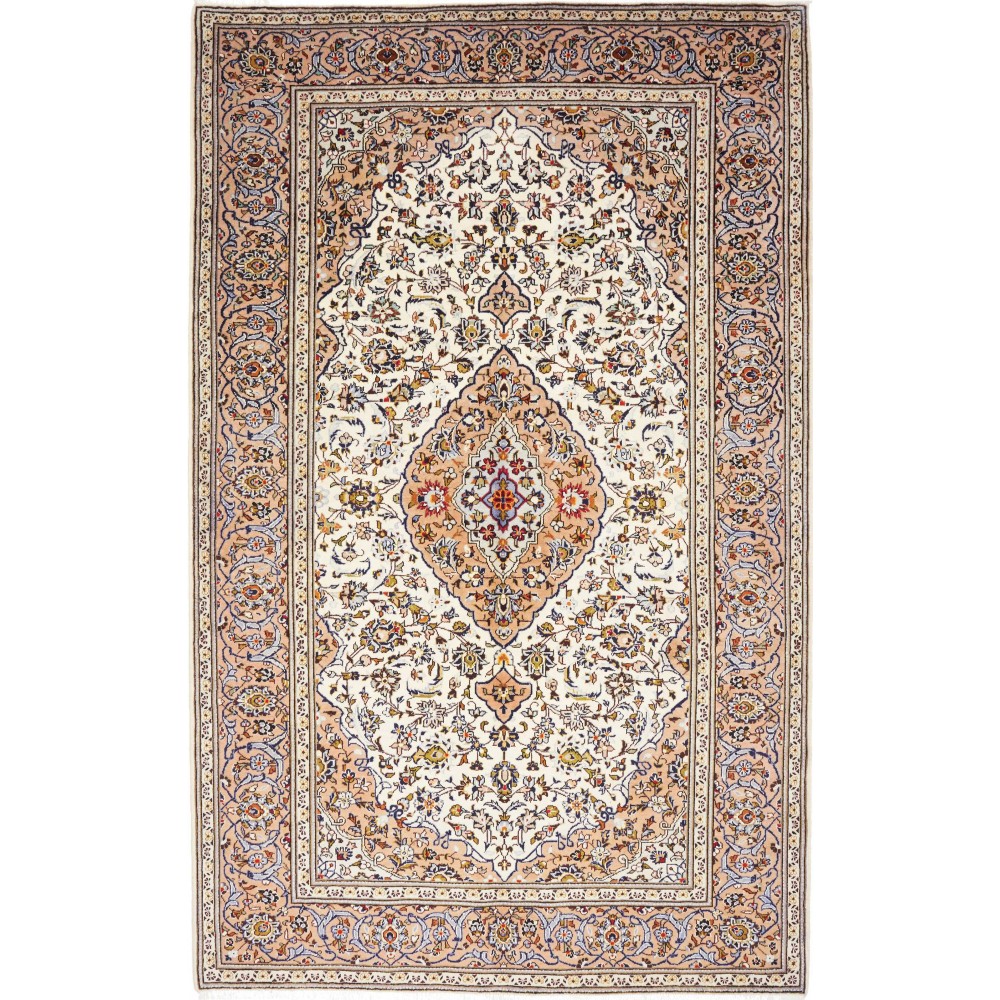 Tappeto Kashan Persia bianco marrone 195x315 Tappeto Kashan Persia bianco marrone 195x315