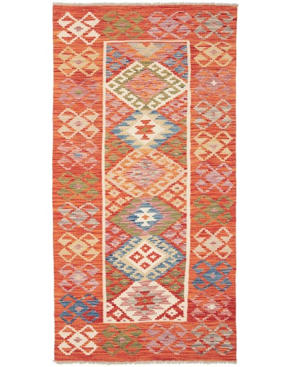 Tappeto Kilim Afghanistan arancione marrone 105x202