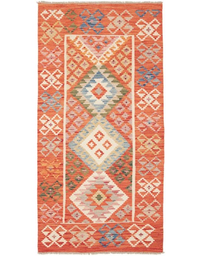 Tappeto Kilim Afghanistan arancione beige 100x201
