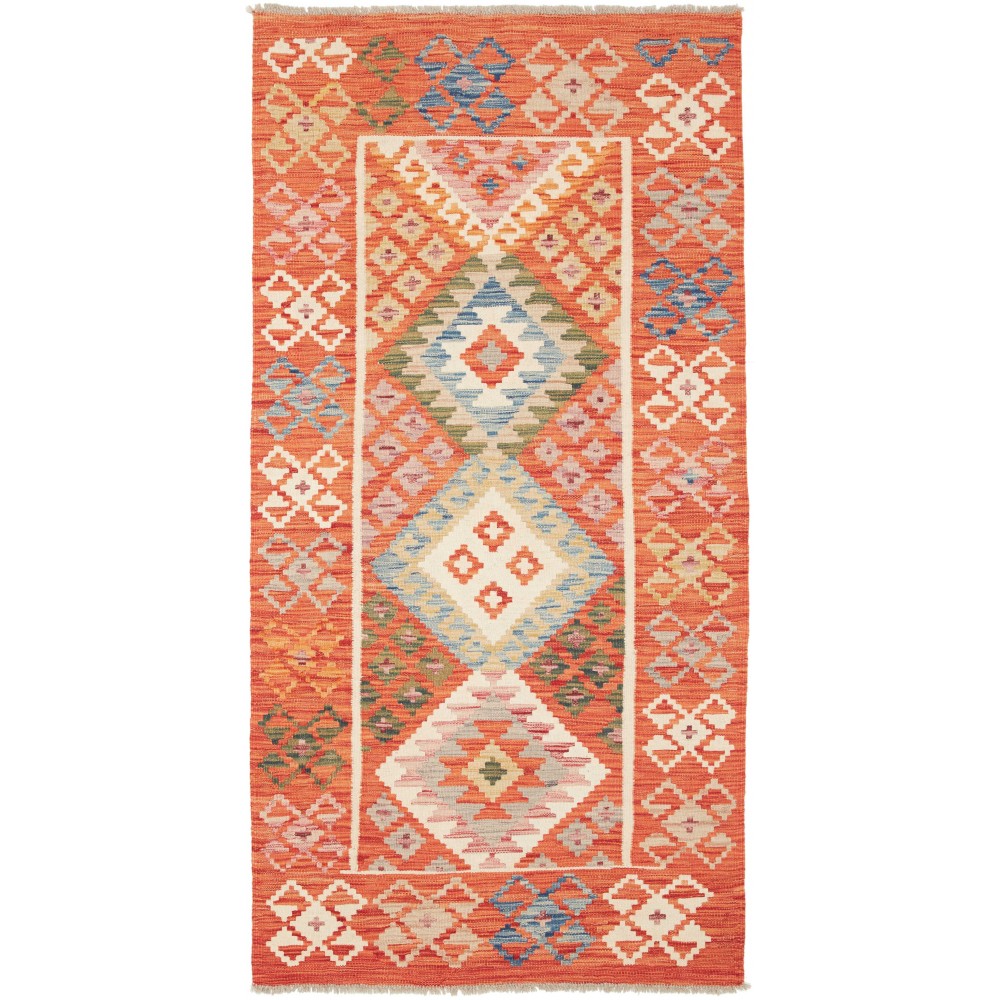 Tappeto Kilim Afghanistan arancione beige 100x201