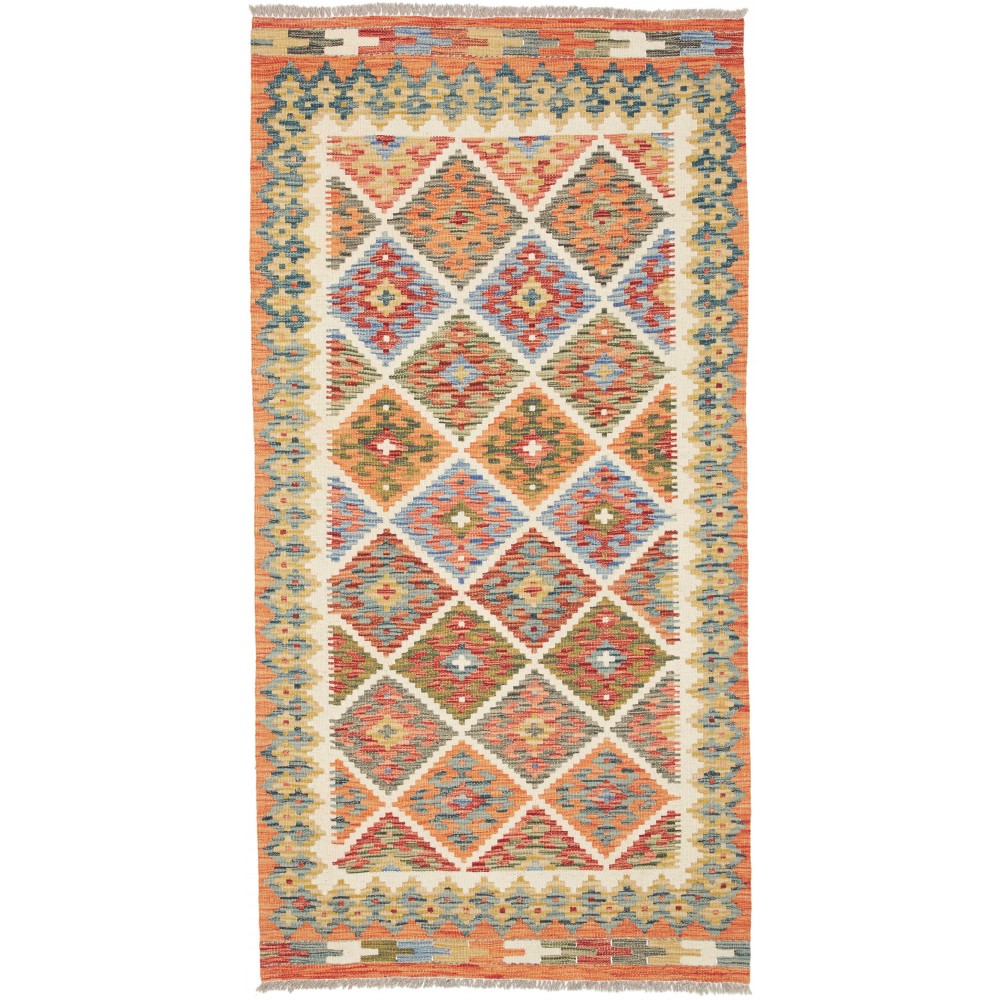 Tappeto Kilim Afghanistan marrone bianco 102x198