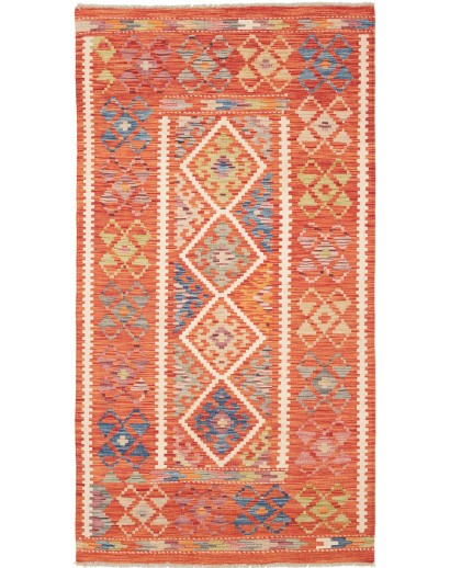 Tappeto Kilim Afghanistan rosso giallo 109x203