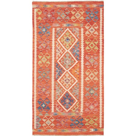 Tappeto Kilim Afghanistan rosso giallo 109x203