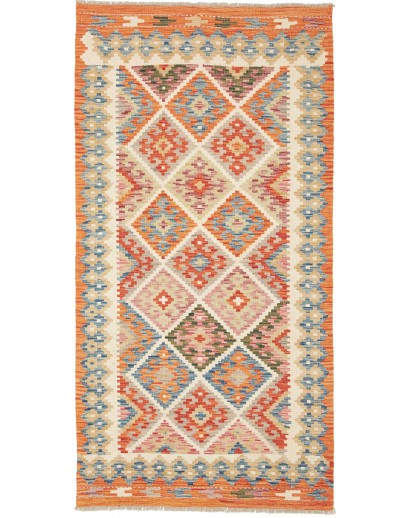 Tappeto Kilim Afghanistan marrone arancione 102x198